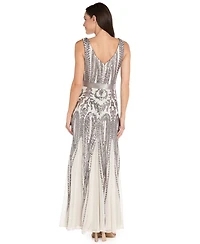 R & M Richards Women's Sequin Sleeveless Ball Gown