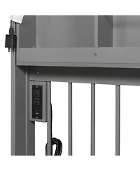 Streamdale Furniture Full Size House Bed with 2 Large Drawers, Side Bookshelf with Led Strip