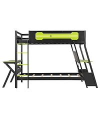 Streamdale Furniture Twin Gaming Bunk Bed with Desks & Usb Ports