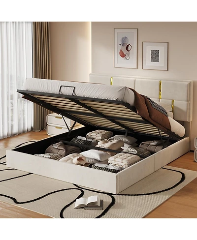 Draft - Streamdale Furniture Upholstered Platform Bed with Hydraulic Storage