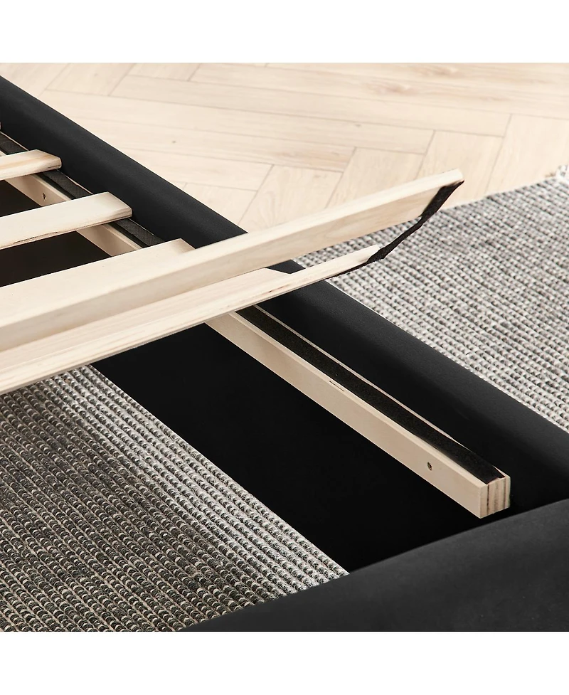 Streamdale Furniture King Size Upholstered Bed Frame with Vertical Stripes & Buttons - No Box Spring Needed