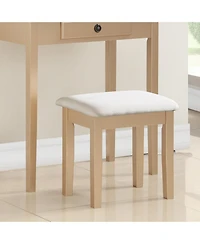 Streamdale Furniture Streamdale Moniys Wood Moniya Makeup Vanity Table and Stool Set, Gold