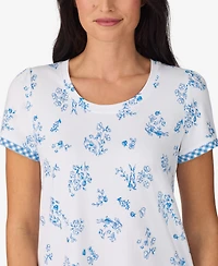 Cuddl Duds Women's Cropped Short-Sleeve Pajama Top and Pants, 2-Piece Set