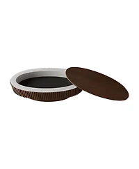 Streamdale Furniture 47" Oval Storage Coffee Table, Solid Wood Veneer, Walnut