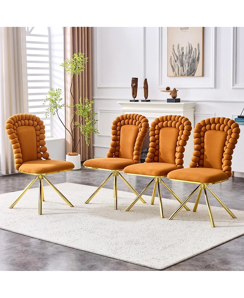 Streamdale Furniture Set of 2 Puffy Bubble Chairs with Gold Legs