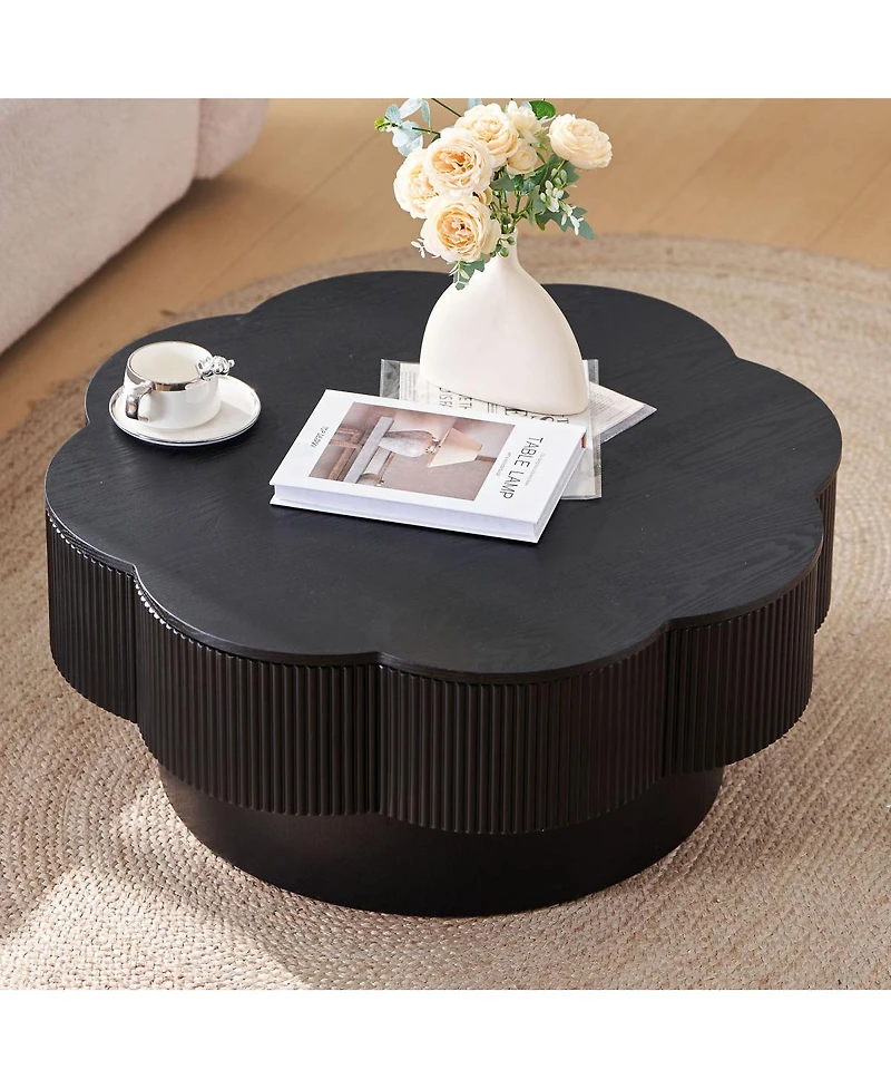 Streamdale Furniture Streamdale Modern Plum Blossom Coffee Table with Storage - Black
