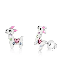 Chanteur Girls /Girl/Deer Crystal White Gold Palladium Plating Screwstud Earring