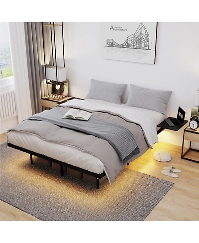 Streamdale Furniture Bed Frame, Heavy Duty, Led Light, No Noise