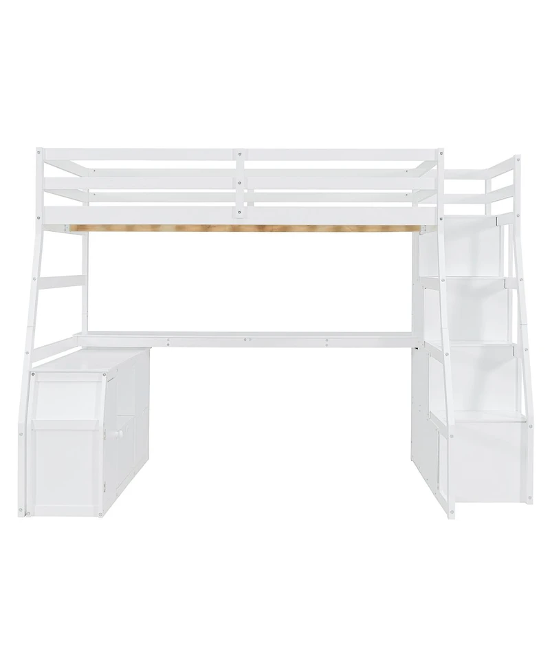 Streamdale Furniture Loft Bed with 7 Drawers 2 Shelves and Desk