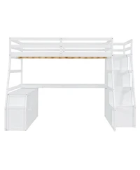 Streamdale Furniture Loft Bed with 7 Drawers 2 Shelves and Desk
