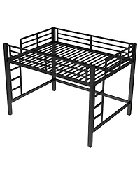 Streamdale Furniture Queen Size Metal Loft Bed with Ladder and Guardrails