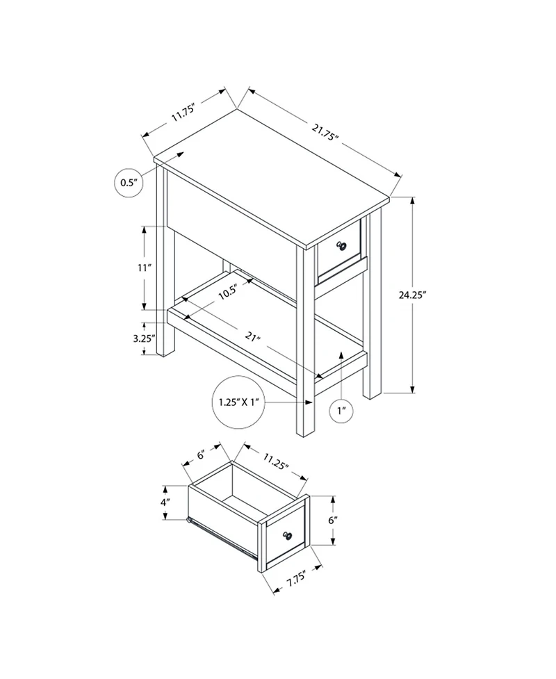 Streamdale Furniture Space saving table with drawer and shelf, solid wood veneer