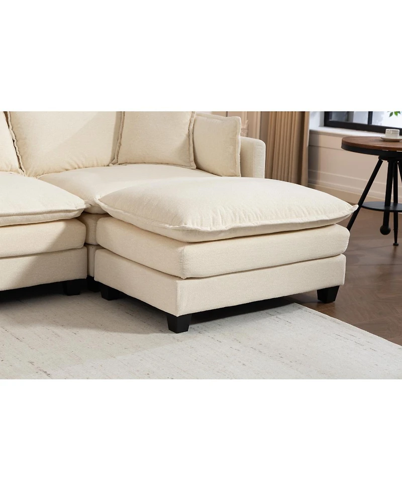 Streamdale Furniture Modern 4-Seat Sectional Sofa with 2 Ottomans & Pillows, 149.61