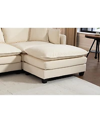 Streamdale Furniture Modern 4-Seat Sectional Sofa with 2 Ottomans & Pillows, 149.61