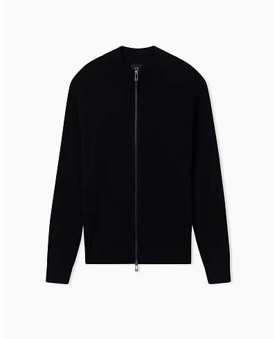 A|X Armani Exchange Men's Ribbed Full Zip Cardigan Sweater