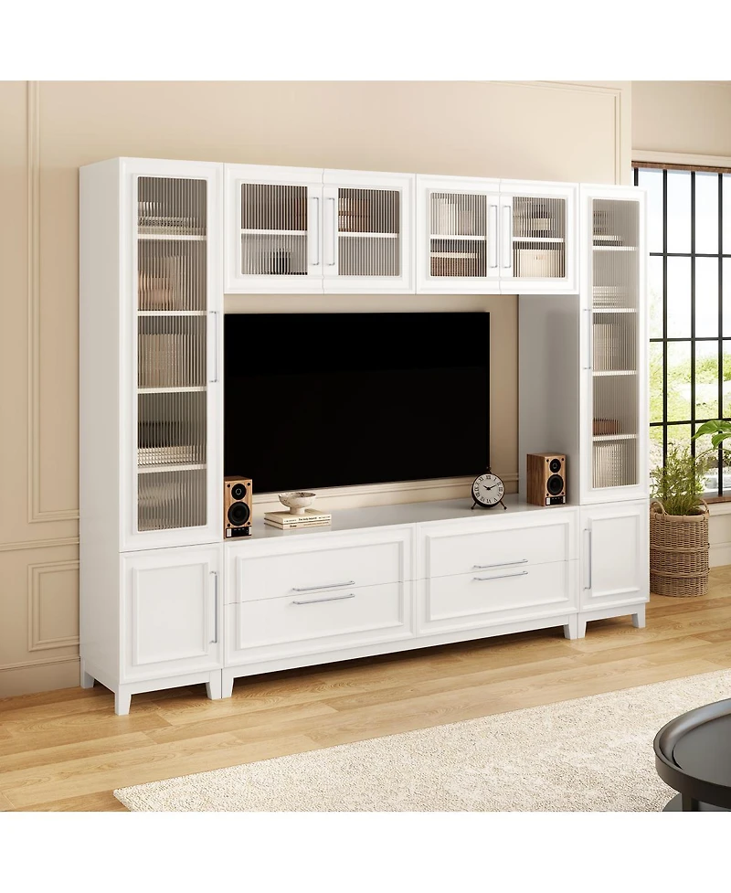 Streamdale Furniture Modern Entertainment Center with Glass Doors & Drawers