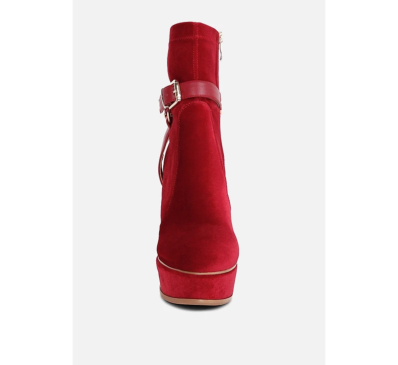 Zeppelin Womens High Platform Velvet Ankle Boots