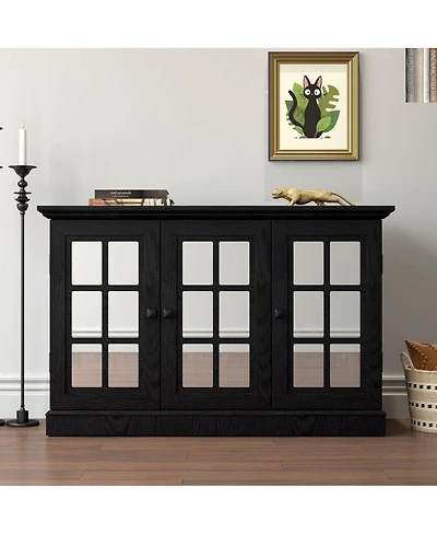 Streamdale Furniture 45" 3-Door Mirrored Storage Cabinet