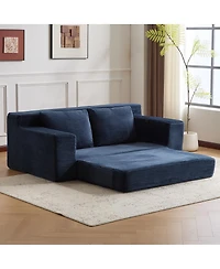 Streamdale Furniture Dark-blue Corduroy Loveseat Sofa Bed with Reversible Cushions