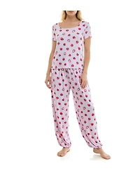 Roudelain Women's Short-Sleeve T-Shirt & Balloon Pants, 2-Piece Pajama Set