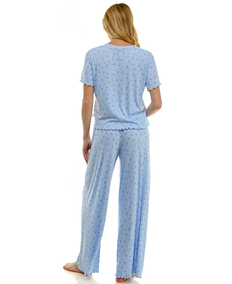 Sincerely Jules Women's Printed T-Shirt & Paper Bag Pants, 2-Piece Pajama Set