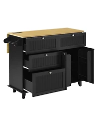 Streamdale Furniture Farmhouse Kitchen Island with Drop Leaf, Storage