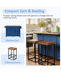 Streamdale Furniture Farmhouse Kitchen Island with Drop Leaf, Storage