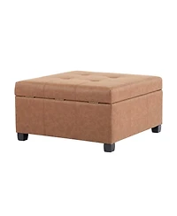 Streamdale Furniture Faux Leather Storage Ottoman - Lift-Top Footrest Stool