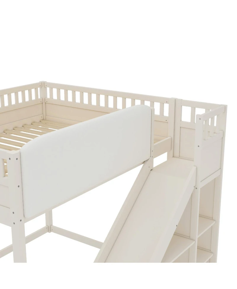 Streamdale Furniture Queen Size Loft Bed with Storage, Ladder, and Slide