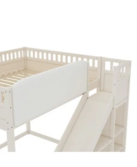 Streamdale Furniture Queen Size Loft Bed with Storage, Ladder, and Slide