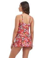 Beyond Control Women's Over-The-Shoulder Square Neck Swim Dress
