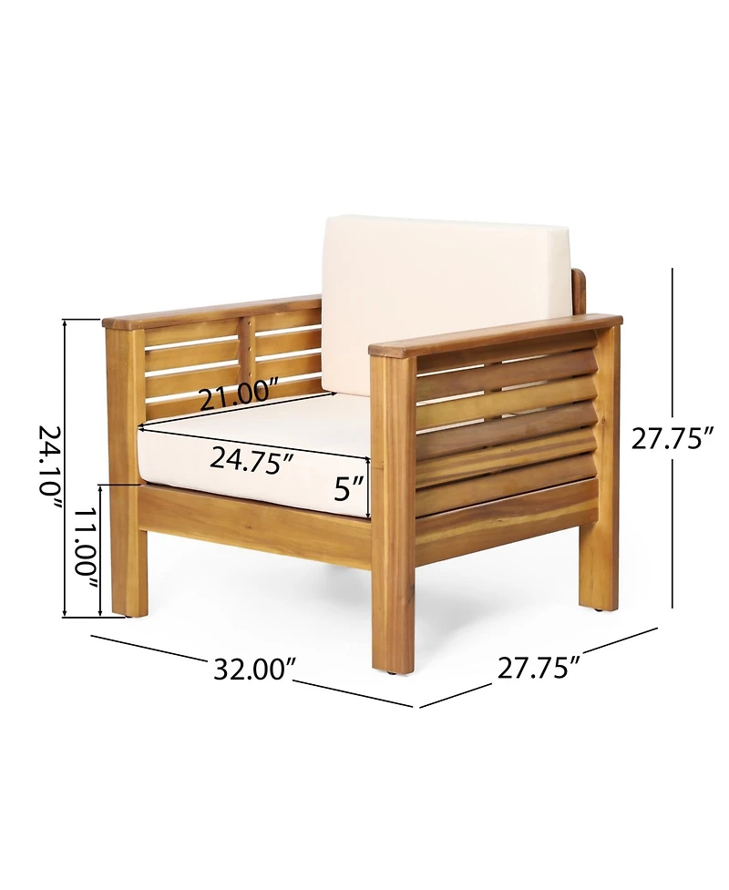 Streamdale Furniture Set Of 2 Acacia Wood Club Chairs With Cushions