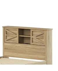 Streamdale Furniture 3-Piece Farmhouse Full Bed Set w/ Sliding Door Headboard, Nightstand & Dresser