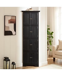 Streamdale Furniture 4-Tier 72" Corner Kitchen Pantry Storage Cabinet with 8 Doors Blk