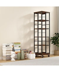 Streamdale Furniture 5 Tiers Rotating Bookshelf, 360 Display Wood Spinning Bookshelves