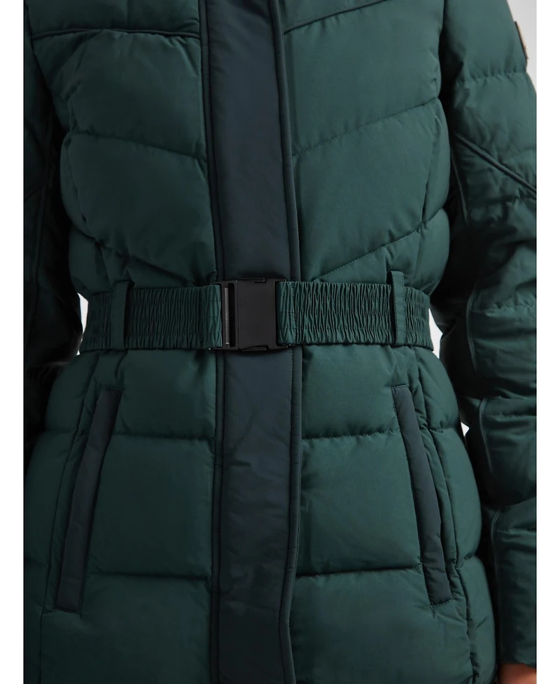 JACK1T Women's Diamond Belted Hooded Down Coat