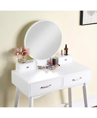 Streamdale Furniture Liannon Contemporary Wood Vanity and Stool Set, White