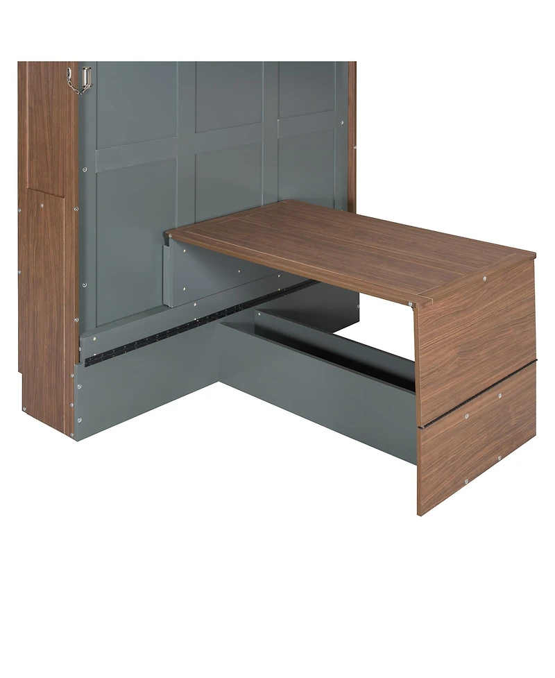 Streamdale Furniture Full Size Murphy Bed with Foldable Desk – Space Saving Wall Bed