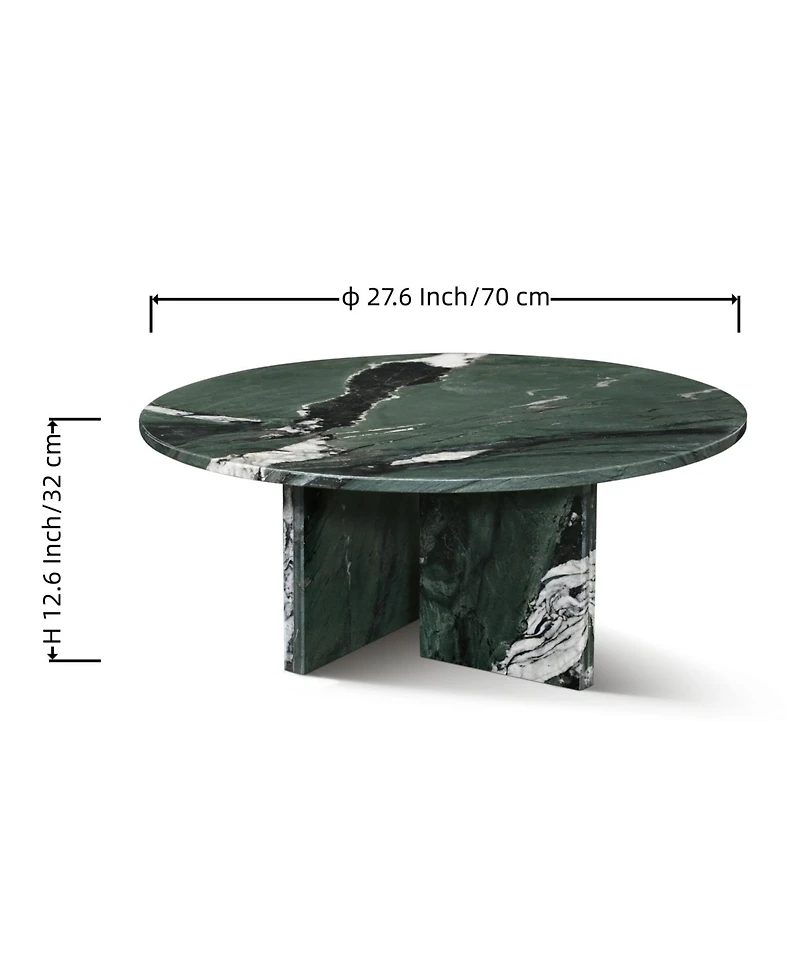 Streamdale Green Marble Coffee Table - Ø27.6" Natural Stone Living Room Table
