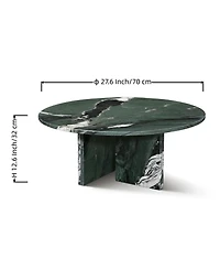 Streamdale Green Marble Coffee Table - Ø27.6" Natural Stone Living Room Table