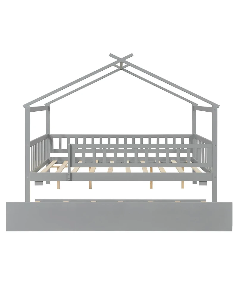 Streamdale Furniture Full Wooden House Bed with Twin Trundle