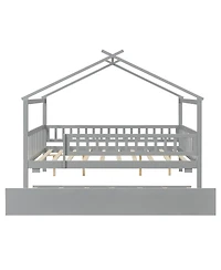 Streamdale Furniture Full Wooden House Bed with Twin Trundle