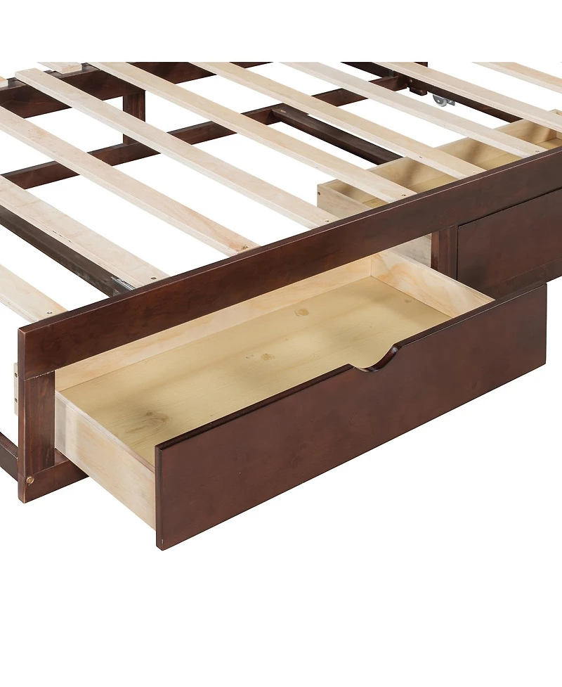 Streamdale Furniture Wooden Daybed with Trundle and Storage Drawers, Extendable Sofa Bed