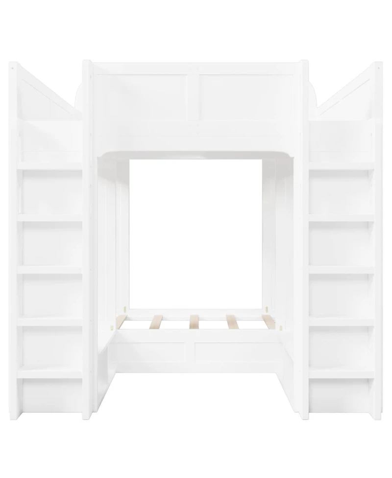 Streamdale Furniture Triple Bunk Bed with Storage Shelves and Hooks