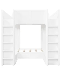 Streamdale Furniture Triple Bunk Bed with Storage Shelves and Hooks