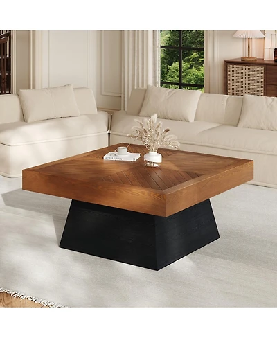 Streamdale Furniture Modern Square Coffee Table 31.5" Wood Grain