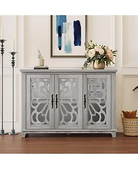 Streamdale Furniture 49" Countertop Sideboard with 3 Mirrored Doors & Adjustable Shelves