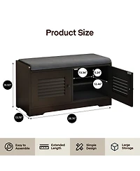 Streamdale Furniture Streamdale Shoe Storage Bench with 2 Door Cabinet and Cushion, Adjustable Shelves