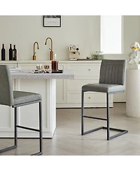 Streamdale Furniture Faux Leather Bar Stool with Tufted Backrest & Footrest