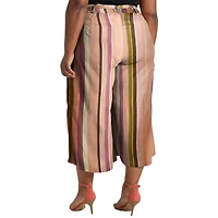 Poetic Justice Women's Cotton French Terry Straight-Leg Pull-On Side-Stripe Pants